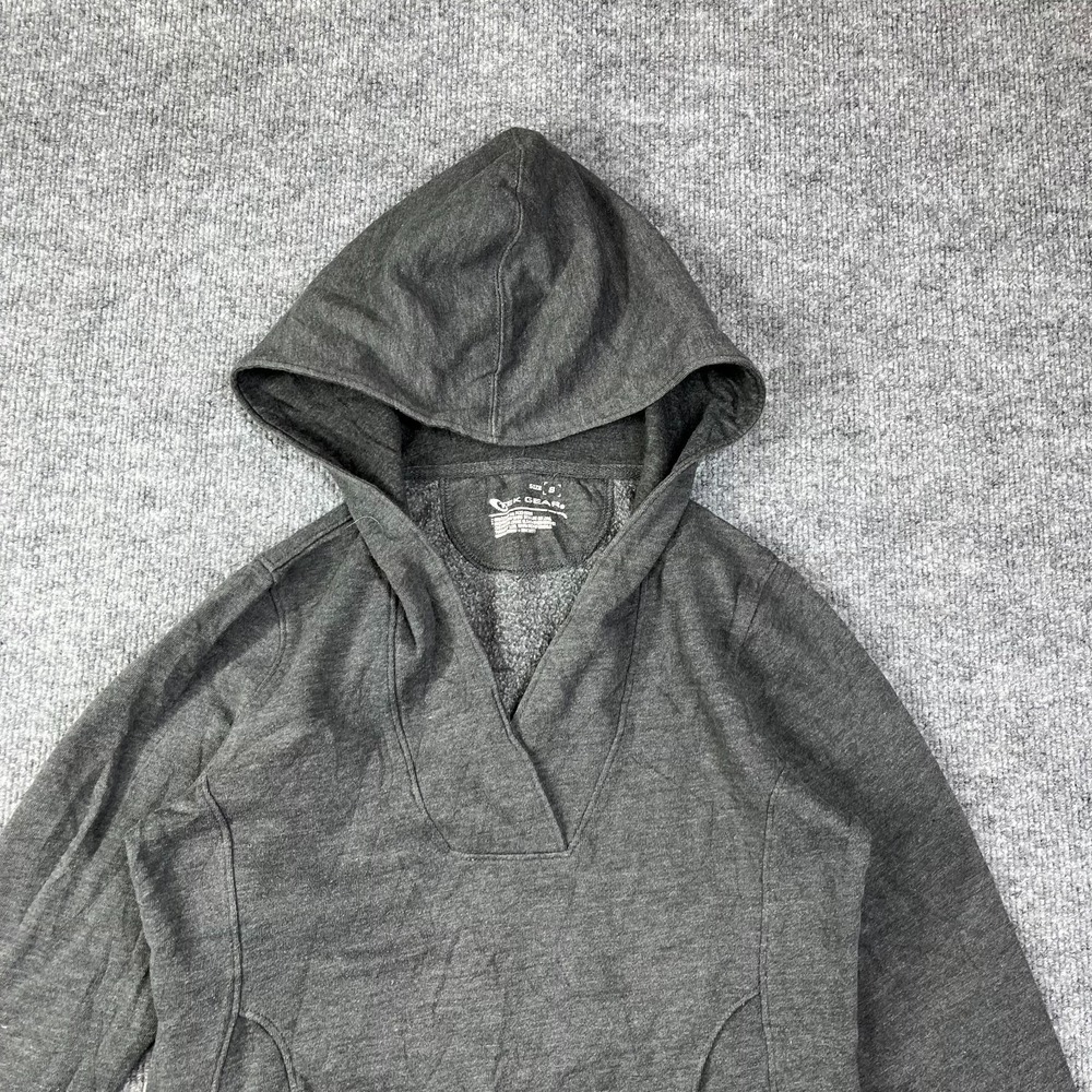 Tek Gear Hoodie Womens Small Gray Cotton Fleece V Neck Running Trail Athleisure - Picture 8 of 14
